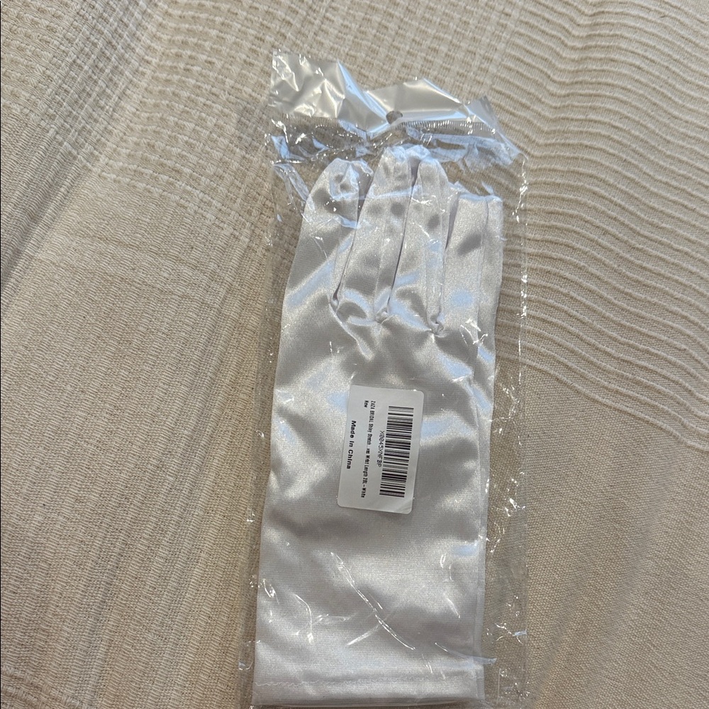 Elegant White Satin Gloves(Ships from OR)
